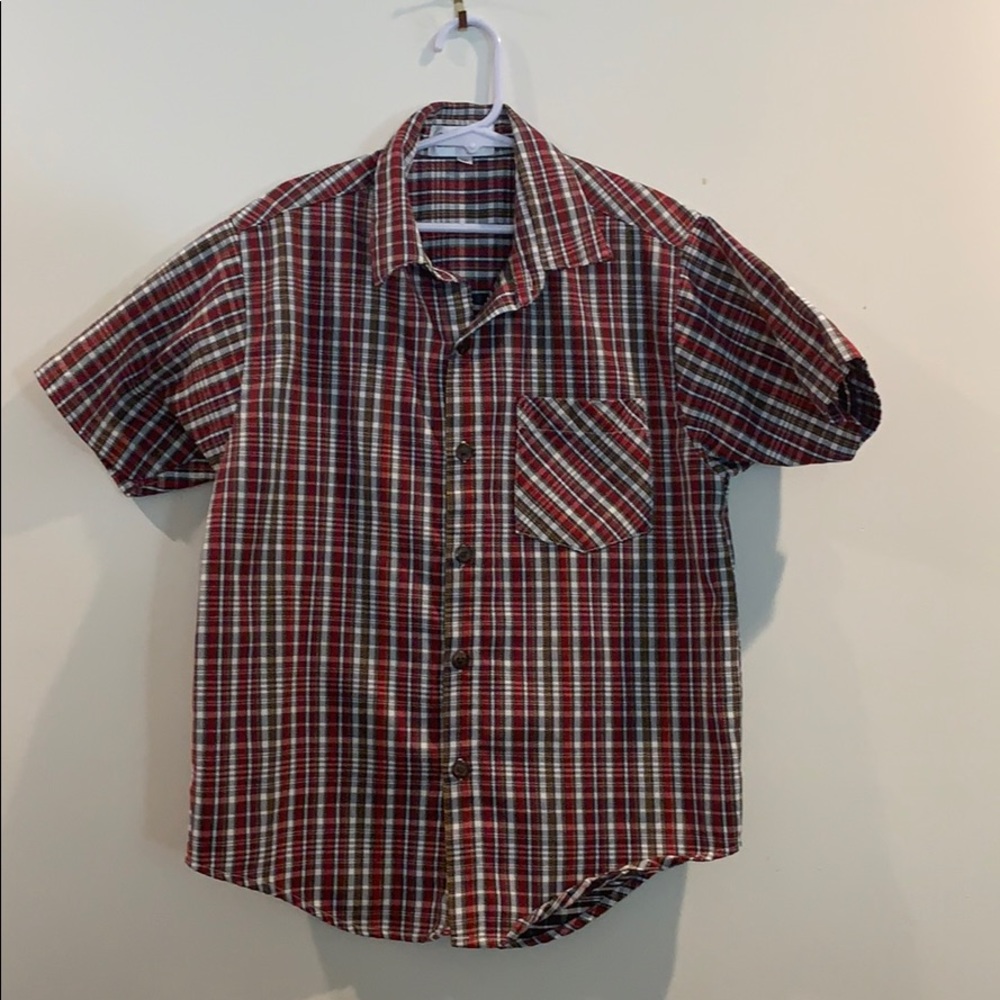 Boys Wrangler Plaid Stripe Button Down Shirt
